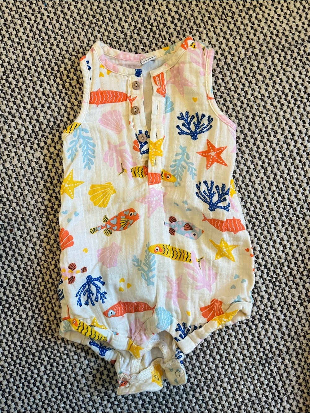 Old Navy White Romper with Multicolor Sea Life Print